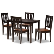 Baxton Studio Zamira Modern and Contemporary Transitional Two-Tone Dark Brown and Walnut Brown Finished Wood 5-Piece Dining Set